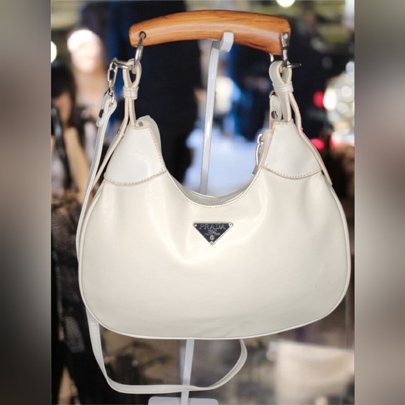 Prada Handbags - Vintage White Prada Leather Cleo Women's Bag